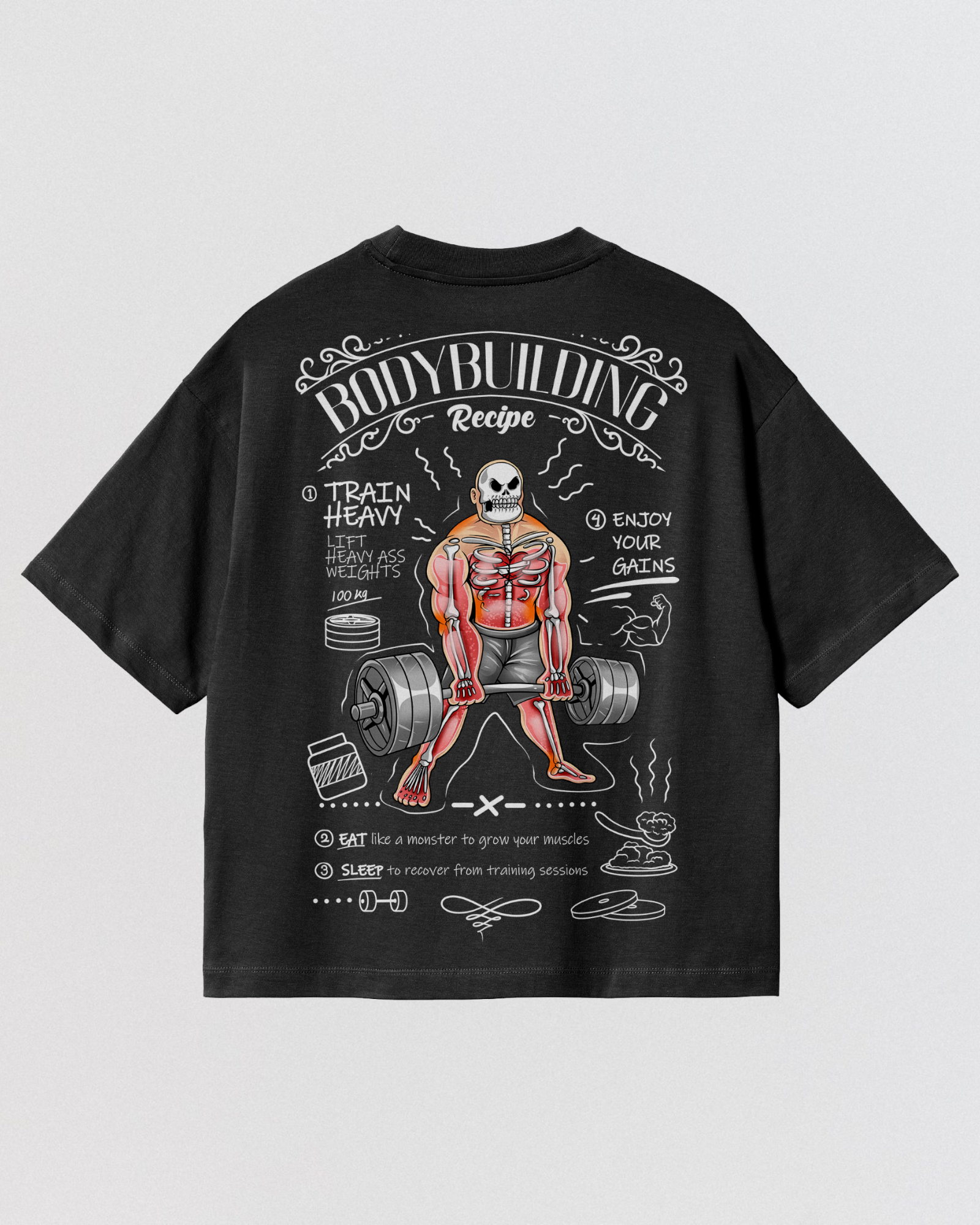 Bodybuilding Recipe Oversize Tee – GYMRATS Gym Clothes Workout