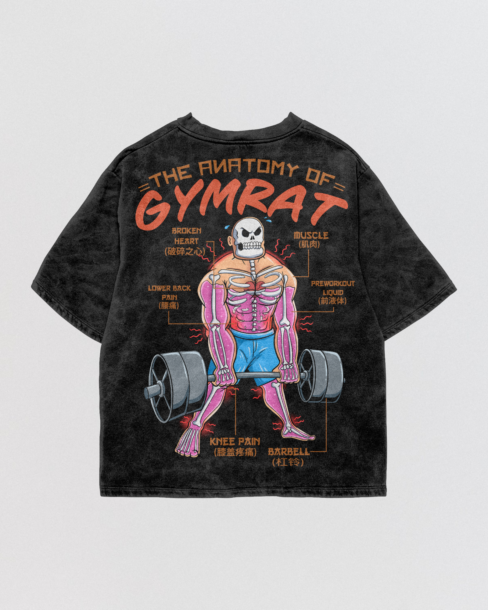 Gymrat Anatomy Acid Wash Oversize Tee