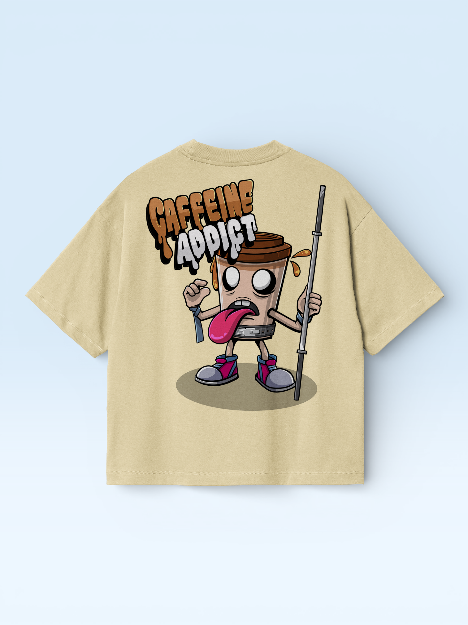 Caffeine Addict Tee Beige
