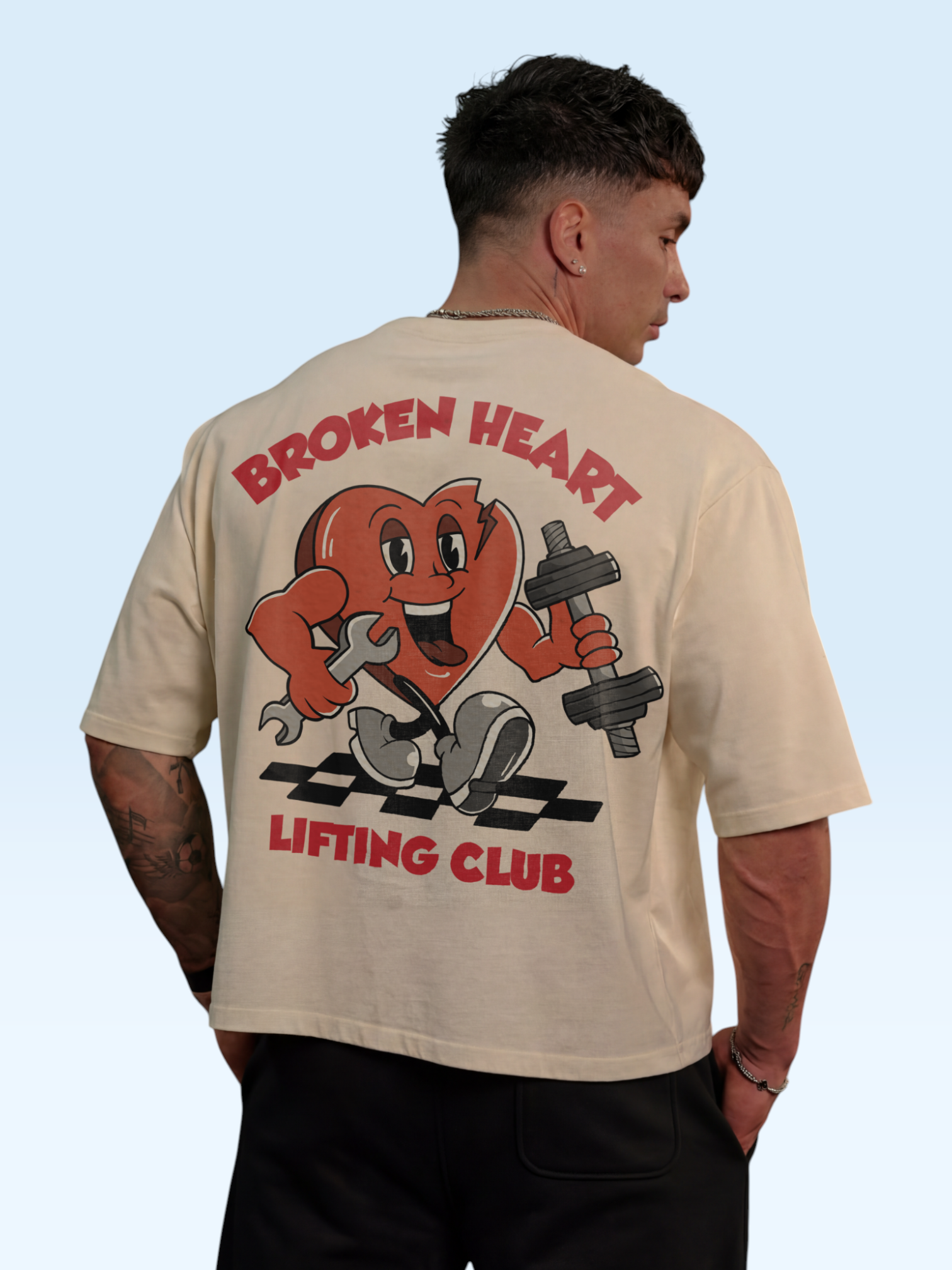 Broken Heart Lifting Club Oversize Tee Beige