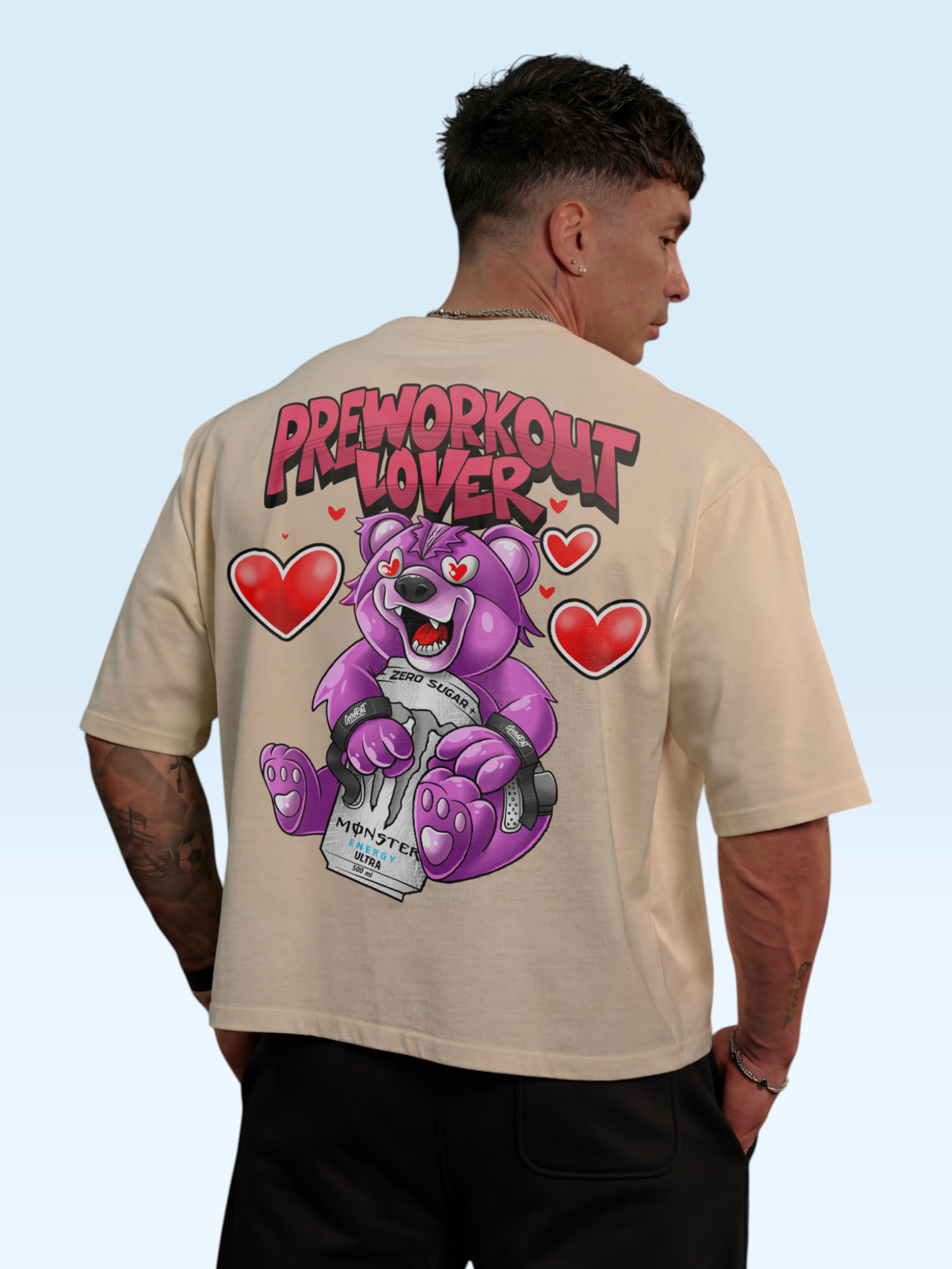 Preworkout Lover Oversize Tee Beige
