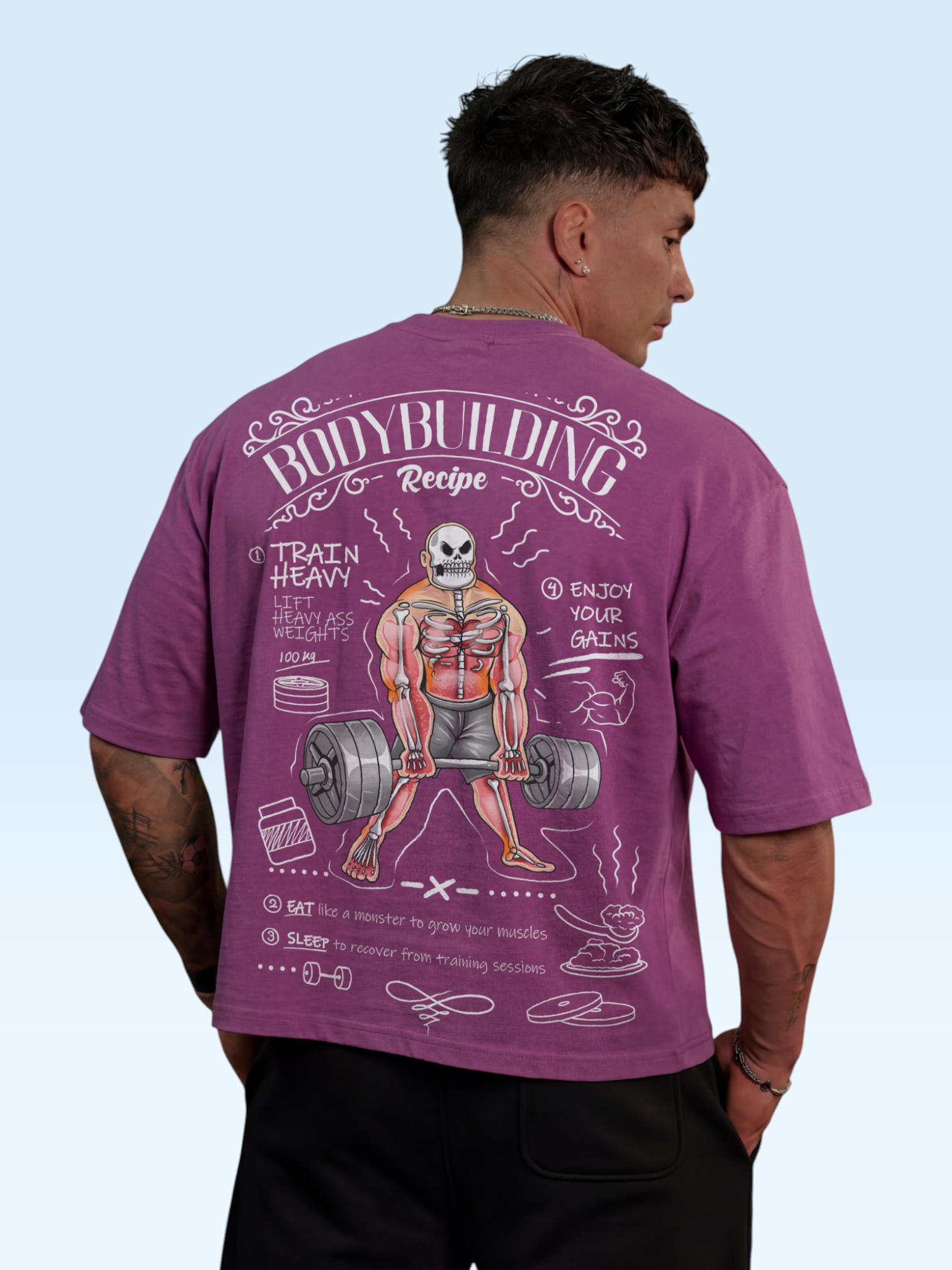 Bodybuilding Recipe Oversize Tee Purple